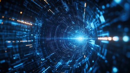 Wall Mural - digital data tunnel, glowing, abstract, futuristic, background, technology, website