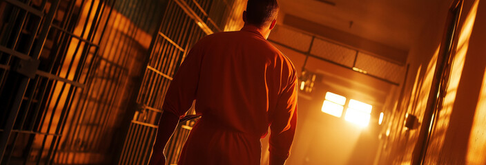 Wall Mural - dangerous prisoners, orange uniform, asylum, cinematic, dramatic lighting