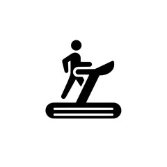 Wall Mural - Treadmill Workout Icon: A minimalist silhouette of a person walking on a treadmill, symbolizing fitness, cardio, exercise, and healthy lifestyle. It's a clean and simple graphic, perfect for websites.