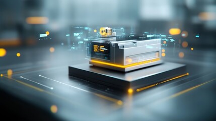 High-Tech Digital Device with Futuristic Interface and Data Visualization