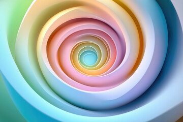 Poster - Abstract pastel swirl, mesmerizing concentric circles creating a hypnotic, colorful vortex.