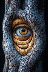 Canvas Print -  a close up of a person's eye peeking out of a tree