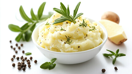 Wall Mural - Mashed potato or butter spread smear isolated on white background.