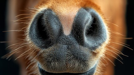 Wall Mural -  A close up of a horse's nose with a black background