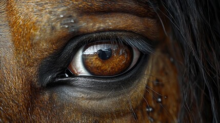 Canvas Print -  A close up of a horse's eye with water droplets on it