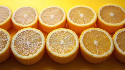 Wall Mural - A group of sliced oranges sitting on top of a table