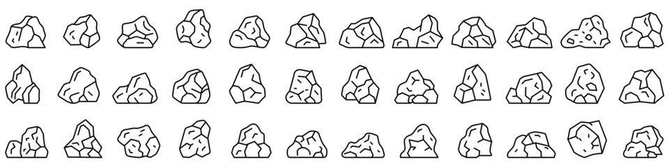 Wall Mural - stone icon. big collection of linear icons of different stones. minerals icons. vector illustration