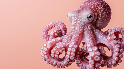 Wall Mural - An octopus with its tentacles spread out on a pink background