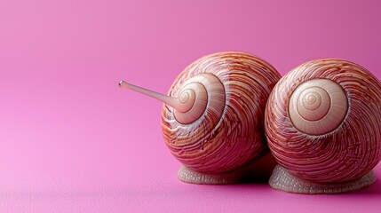 Wall Mural - Two snails on a pink background