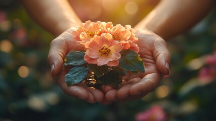 Poster - A person holding a flower in their hands