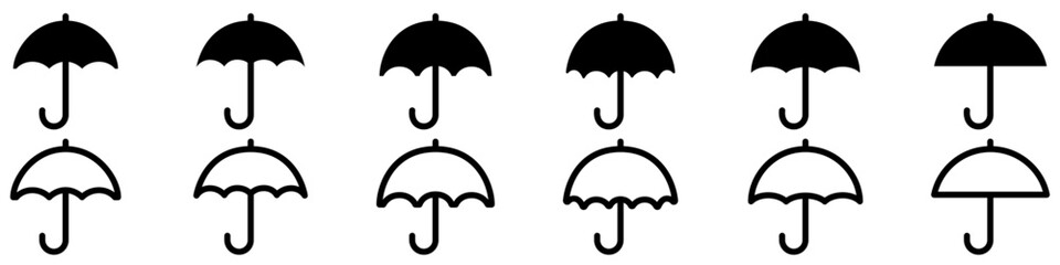 Wall Mural - umbrella icon. set of black umbrella icons. umbrella symbol. vector illustration