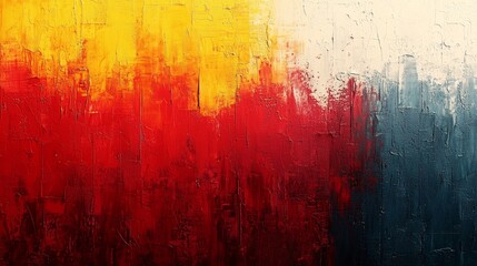 Wall Mural - A painting of a red, yellow and blue abstract painting