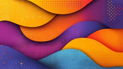 Wall Mural - a colorful abstract background with wavy shapes and dots