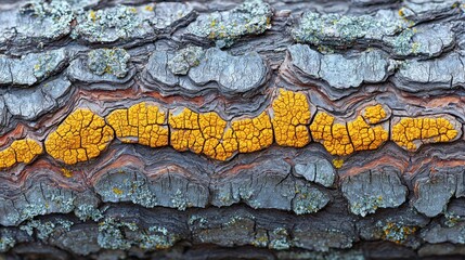 Wall Mural - A close up of a tree trunk covered in lichen