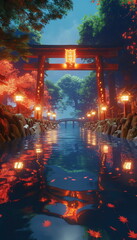 Wall Mural - festive landscape Dynamic Lighting Aesthetic Japan_001