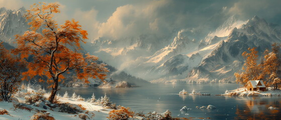 Wall Mural - festive landscape synthetic realism --chaos 10 --a_002
