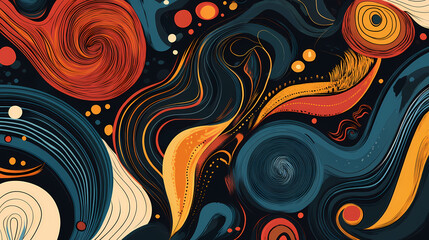 Colorful abstract swirls and spirals background vector illustration. Colorful psychedelic pattern design with wavy lines for print, wallpaper, or textile