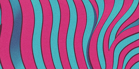 Wall Mural - Abstract Pink and Teal Wavy Lines Background Texture Design Pattern