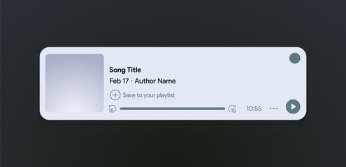 Wall Mural - mobile music player interface. podcast turntable template. audio streaming service layout. profile, 