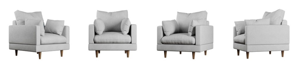 Poster - Armchair set isolated on transparent background. 3D render. 3D illustration.
