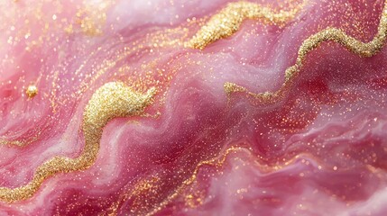 Canvas Print - a dreamy pink and gold background with ethereal shimmering glitter, creating a surrealistic, abstrac