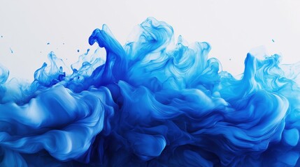 Poster - Vibrant blue ink swirling in fluid motion against a white background