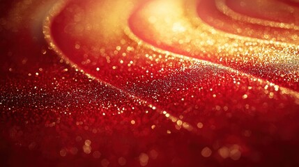 Canvas Print - a golden curve line dances across a red luxury background, enhanced with glittering light effects.