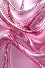 Canvas Print - a liquid abstract background featuring smooth pink waves and metallic accents, perfect for modern de