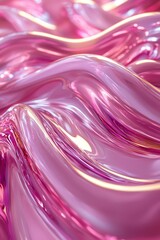 Canvas Print - a liquid abstract background featuring smooth pink waves and metallic accents, perfect for modern de