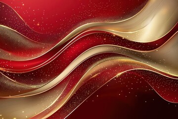 Wall Mural - a luxurious red and gold background with modern golden wave lines, perfect for a sophisticated and e