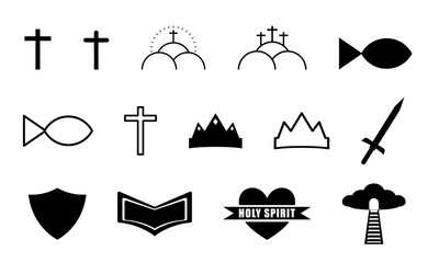 Wall Mural - collection of isolated christian icons - set of christian vector icons - christian symbols - cross, 