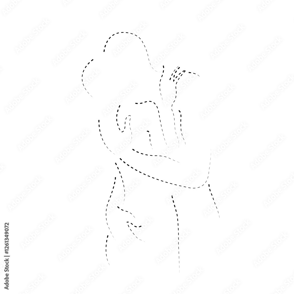 Couple kissing silhouette isolated on white background. Romantic couple ...