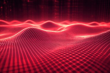 Wall Mural - a mesmerizing abstract matrix red background with subtle grid patterns and glowing data lines, creat