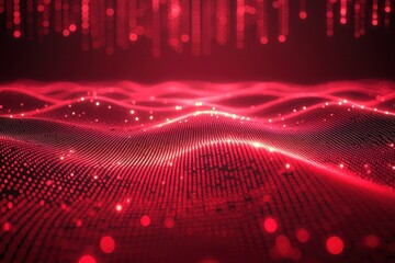 Wall Mural - a mesmerizing abstract matrix red background with subtle grid patterns and glowing data lines, creat
