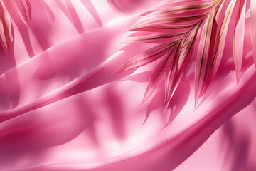 Canvas Print - a pink abstract background with the shadow of palm leaves, offering a perfect canvas for showcasing 