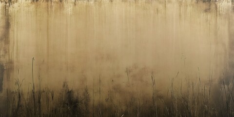 Wall Mural - Abstract background showing dry grass and old textured wall with copy space