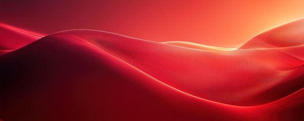 Canvas Print - a red background featuring a curved red line, with soft gradients and a sense of fluidity.