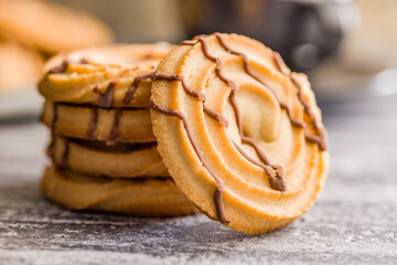 Wall Mural - Sweet chocolate cookies on kitchen table.