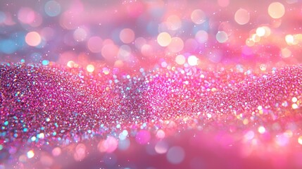 Wall Mural - a shimmering background full of pink rainbow glitter and sparkling effects, with an enchanting atmos