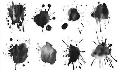 Wall Mural - Stunning black watercolor splash brushes. Set of black brushes