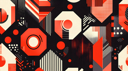 abstract red and black geometric pattern design, seamless texture, digital art background, website t