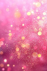 Wall Mural - a sparkling pink bokeh background with shimmering gold glitter, creating a magical and festive atmos