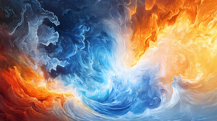 Wall Mural - Celestial fire ice storm vortex, fantasy artwork. Frozen Cosmic Storms. Illustration