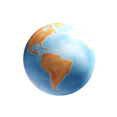 earth globe on white background, transpartent background png