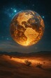 © Ali - Illuminated globe over desert landscape at night