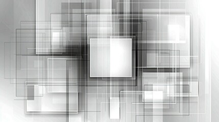 Wall Mural - abstract grey geometric shapes: minimalist square line pattern background - modern contemporary art 
