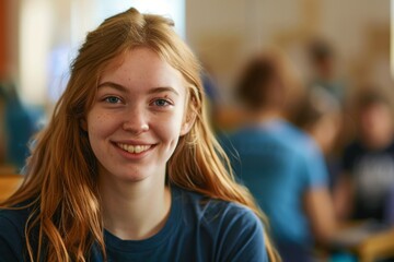 Young Caucasian female volunteer at community center