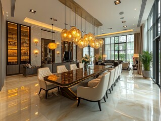 Wall Mural - Luxurious modern dining room, elegant interior design.