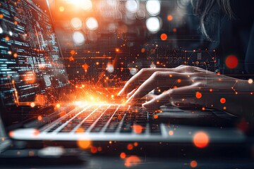 A hand using a computer.