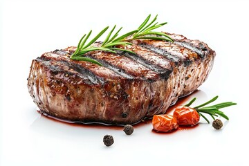 Wall Mural - Piece of meat with a few sprigs of rosemary on top